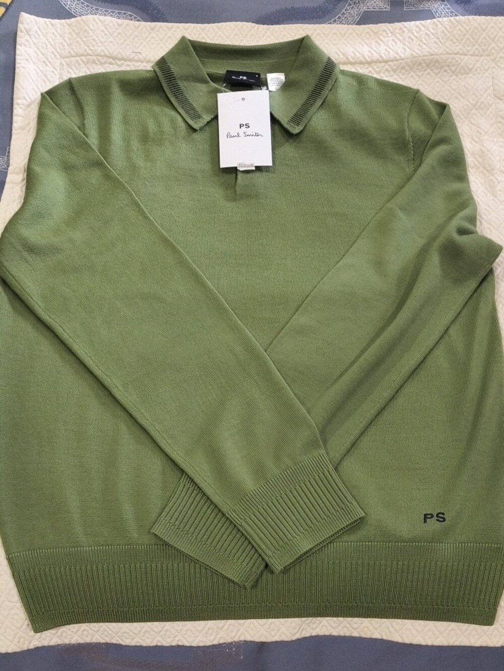 PS Paul Smith Tipped Merino Wool Polo Sweater